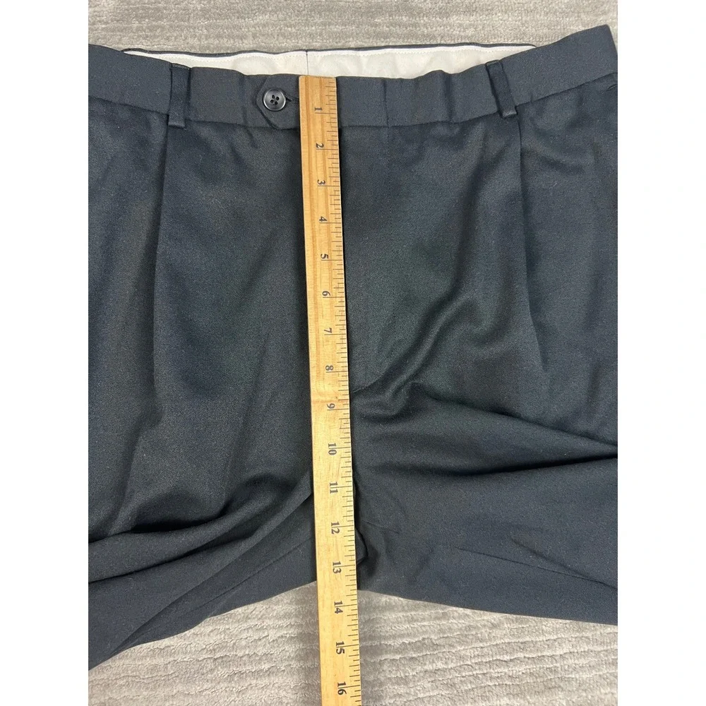 J. Ferrar Dress Pants Mens 36x32 Black Pleated Front Cuffed Microfiber Trousers